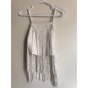 DYNAMITE FRINGE  WHITE CROP TOP XS